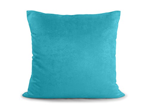 Doppelpack Kissenhüllen in Wildleder-Optik – zum Sparpreis – in 21 fantastischen Farben und 3 Größen (14 Farben in 60 x 60 cm) – angenehm weich & überaus robust, 50 x 50 cm, türkis - 2