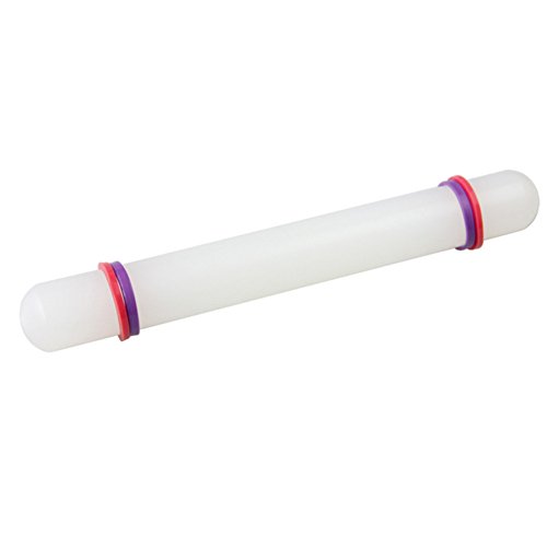 Weiß Antihaft-Teigrolle mit Glide, Fondant Kuchen Teig Roller Stick, Dekorieren Kuchen, Roller, verstellbare Teig Roller Pin, Küche Handwerk Backen Kochen Werkzeug – Kunststoff & #-; 23 x 2,5 cm, 22,9 cm - 2