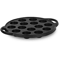 Royal Catering Poêle À Poffertjes Mini Blinis Blini Pancakes Pancake Takoyaki RCCP-D22C (15 Creux De ⌀3,4 x 1,8 cm, Fonte De Fer)