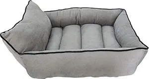 Mellifluous Dog and Cat Pet Bed with Long Pillow (L, Grey-Black)