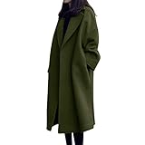 iHENGH Vorweihnachtliche Karnevalsaktion Damen Herbst Winter Bequem Mantel Lässig Mode Jacke Frauen Womens Winter Revers Wollmantel Trench Jacket Langarm Mantel Outwear