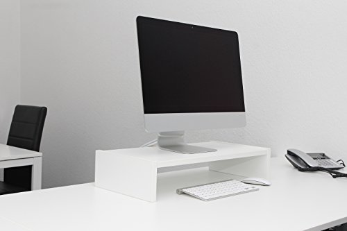 Design Monitor Bildschirm Ständer Schreibtischregal Standfuß Weiß matt B / H / T 60 x 12 x 30 cm - 3