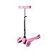 Produktbild Befied My First Scooter Cityroller Kinderroller 3 Räder Big Wheel LED Rolle 4 Levels höhenverstellbar rutschfest Gepolsterte Handgriffe (rosa)