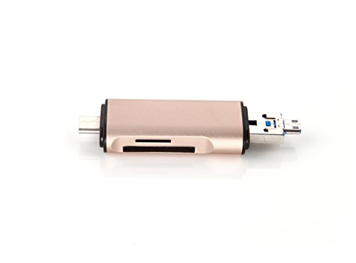 RicoRich SD TF Kartenleser mit Adapter 3-in-1 USB-A / Micro USB / USB-C Typ-C, SuperSpeed Memory Card Reader USB Kartenlesegerät für Micro SD/SDXC TF Kartee, Gold - 3