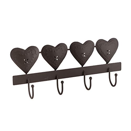 Dibor - French Style Accessories For The Home Perchero de Pared con Tres Corazones de Hierro Fundido - un Regalo Ideal para un 6° Aniversario de Boda