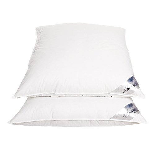 Hochwertiges weiches Daunenkissen Daunen Kissen angenehmes und weiches Kopfkissen: 80×80 cm , 1400 g Kissen-Füllung, aus 100 % Baumwolle reines Naturprodukt - 2