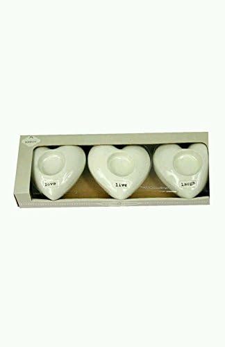Vintage style shabby Chic Heart shape Tealight candle Holder Ornaments Set of 3