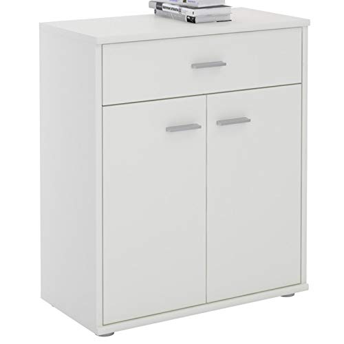 IDIMEX Buffet Monaco, Commode Meuble de Rangement avec 1 tiroir et 2 Portes, en mélaminé Blanc Mat