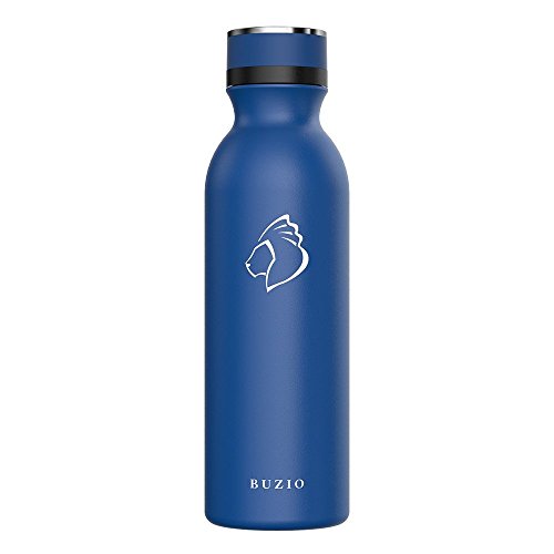 Buzio Double Wall Vacuum Insulated Stainless Steel Water Bottle, Standard Mouth with Flex Cap, 20oz, Cobalt