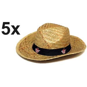 Preisvergleich Produktbild Havana Club Hut Strohhut Strandhut Partyhut Panamahut Sonnenhut in braun / schwarz - 5er Set