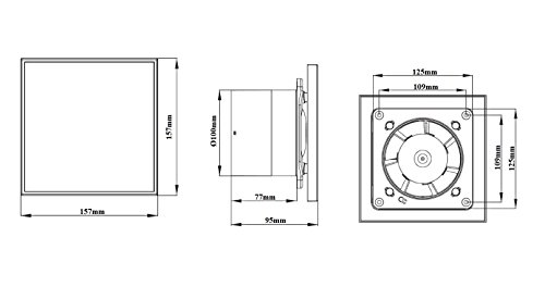 Badlüfter Lüfter Ventilator Deckenlüfter mit Glasfront Hygrostat Timer Ø100mm - 2