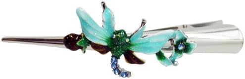 Duckbill Hair Clip With Painted Pewter Metal Dragonfly