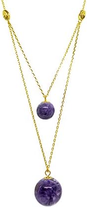 Women's Simple Fashion Charoite Necklace Circular Purple Natural Gemstone Pendant Jewelry