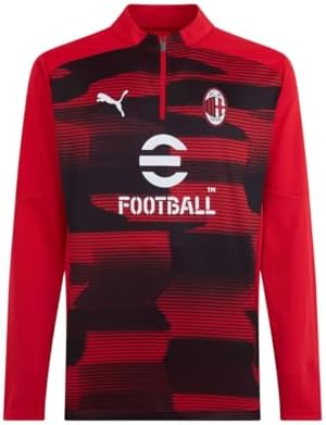A.C. Milan - Maglia Prematch con Zip a 1/4, Adulto, S