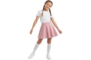 LUXFAB Girls Skater Skirt High Waisted Flared Tutu Style | Stretch Polyester Mini Skirt | Elastic Waistband | School Uniform & Party Wear | Ages 5-14