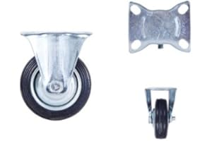 ALSINO Roulette non pivotante sans frein Armature en tôle acier galvanisée Roue à bandage caoutchouc noir Jantes à roulement à rouleaux Economique, silencieuse , non tachant, pour sols irréguliers, choisir:Bockrolle TR-01a 75 mm
