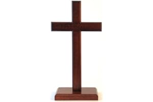 PDTXCLS Shalom 30cm standing cross square base Christian desktop gift crucifix wooden wood