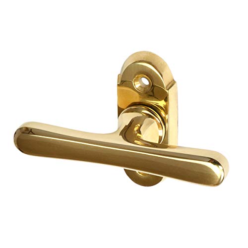 Preisvergleich Produktbild Antik Fenstergriff / Große klassisch historische Fensterolive / Messing poliert, Modell FO Alt Wien L - handgefertigt nach historischem Vorbild