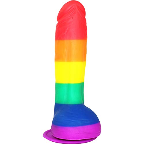 Colorful Liquid Silicone Realistic Dildo with Plump Testicles Strong Suction Cup Hand Free Real Dong Plug Penis for Women 20.2cm