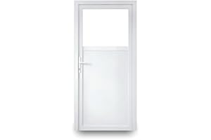 WERKZEUGBILLIGERCOM Nebeneingangstür mit Drückergarnitur - weiß - 100 x 190 cm - Innenöffnend - DIN Rechts - 2-fach-Verglasung - verschiedene Maße