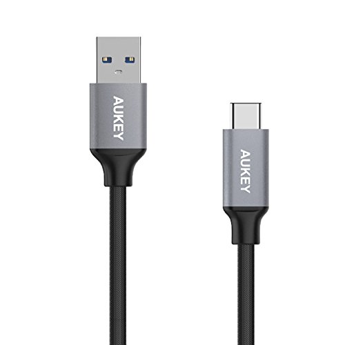 Aukey USB-Kabel c auf USB A 3.0 männlich 2 m Nylon grau Kabel Typ C für MacBook, Chromebook Pixel, Tablet Nokia N1 und andere Geräte mit den Hafen USB C - 2