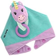 The Makers of The Mouthie Mitt Introduce The Buddy Bib, 3 in 1 Bandana Drool Bib - Sensory Toy, Teething Ring, Plush Pacifier Holder (Unicorn)