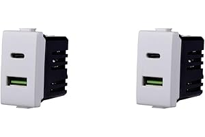 IXTRIMA Toma cargador doble USB 2 en 1 Type-A + Type-C compatible con Bticino Matix 5 Vdc 3.1 A color blanco