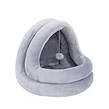 HFF Katzenstreu, Vierjahreszeiten Universal, Geschlossen, Waschbar, Hundehütte, Streichelnest, Winter, Warm, Katzen- Und Hundebett, Streichelnest (Farbe : Gray, größe : S:42 * 40 * 38cm)