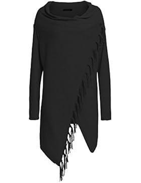 Poncho-Schal mit Kaschmir und Fransen - Hochwertiges Cape für Damen - XXL Umhängetuch und Tunika - Strick-Pullover...