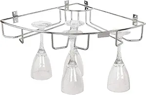 Meded Triple Line Wine Glass Upside Down Rack Holder, Stainless Steel for Kitchen, Bars, Pubs