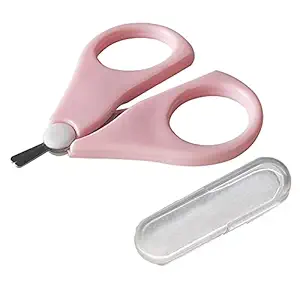 GOCART WITH G LOGO New Born Baby Safety Nail Scissors with Circular Cutter Head (Pink)
