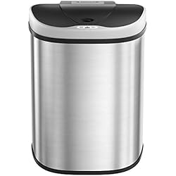 SONGMICS Poubelle Automatique, Capteur de Mouvement, 2 x 35L de Poubelle de Recyclage, Double Compartiment, sans Contact, Cuisine, Argent métallisé LTB93NL