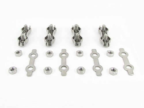 Brand: Ossian Ossian BPS 1830 - 2 R00 - Clips Colliers Duplex de 2 mm en acier inoxydable 316 pour câble d'acier (4 sets)