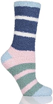 Ladies 1 Pair Thought Celia Striped Recycled PET Socks Blueberry 4-7