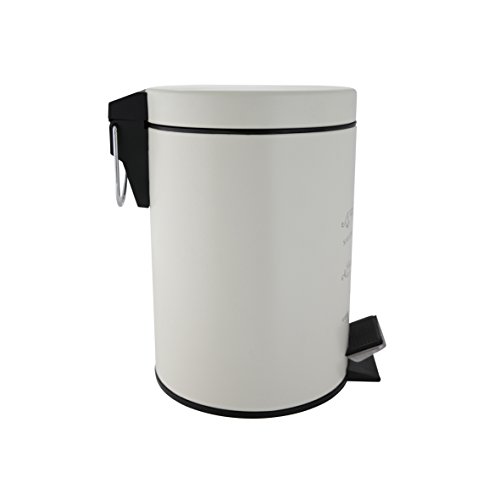 axentia Kosmetikeimer „Paris“, Mülleimer aus Metall als Badausstattung, Abfalleimer mit 3 L Fassungsvermögen, Treteimer für das Badezimmer, ca. Ø 17 x 24,5 cm, altweiß - 2