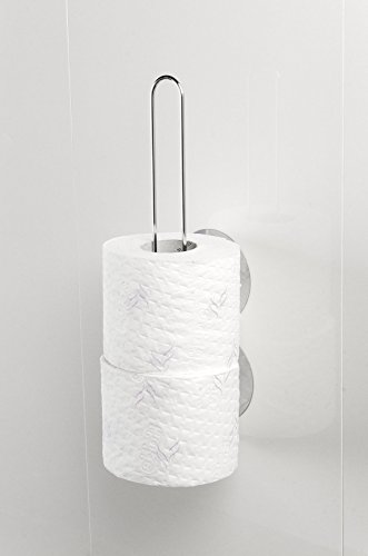 WENKO 22209100 Static-Loc Wand-Ersatzrollenhalter Osimo – Befestigen ohne bohren, Stahl, 8 x 33 x 11 cm, Chrom - 8
