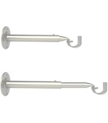2 Staffe da parete estensibili e regolabili per asta per tende, 20 mm, lunghezza 15-19,5 cm, colore bianco, (1 set di 2 staffe per asta