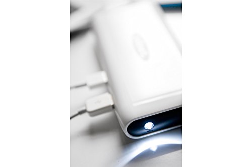 ednet 31883 Power Bank mit LED-Taschenlampe, Kapazität: 10.000 mAh, 2x USB Port (2,1A +1A) + Micro USB, kompakte Größe, weiß - 2