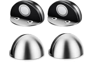 EULERYOO Fermaporta da pavimento, 4 pezzi, fermaporta da pavimento, in acciaio inox, con viti e adesivi, per porte in vetro, balconi, tutti i pavimenti duri per la protezione di pareti e mobili (argento)
