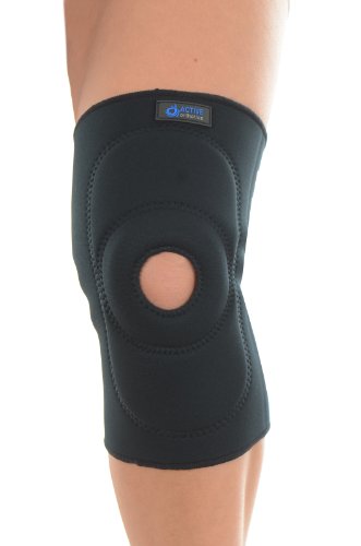 Active Orthotics Temp Reduced Negro Neopreno Pull On Rodilla Apoyo Open Patella