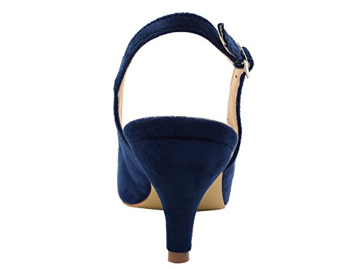 Greatonu Spitz Sandalen Slingback Kitten Absatz Pointed Toe - 5
