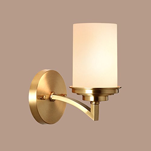 Preisvergleich Produktbild &Wohnzimmer Flur Schlafzimmer Wandleuchte E27 Kupfer Wandleuchte einfache moderne Wandleuchte ländlichen Gang einzelne Kupfer Wandleuchte Schlafzimmer Nachttischlampe 1122-1w&Kabellose Wandleuchte