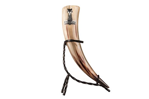 Trinkhorn Thorshammer Set 0,5l mit Halter Ständer Wikinger Met Methorn