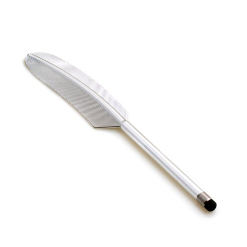 System-S Retro Schreibfeder Design Stylus Touch Pen kapazitiver Bildschirm Eingabe Stift in Silber für Smartphone Touchscreen Handy Tablet PC PDA