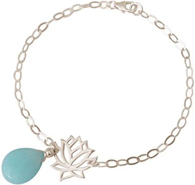 Gemshine - Ladies - Bracelet - Sterling Silver - Lotus Flower - Turquoise - Teardrop - Sea Green - YOGA