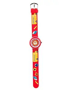 Horo(Imported) Analog Red Round with Fibre Case 3D-Strap Kids Watch 3.5x2.9x0.6cm