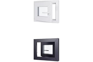 HEXA'FEN Fenetre PVC - LxH 500 x 400 mm - Triple vitrage - Anthracite extérieur Blc intérieur Poignée A Droite