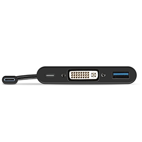 TNP USB Typ C auf USB Typ A + DVI + Typ C Power Ladekabel Port Multi Hub Adapter – usb-c zu SuperSpeed Standard USB 3.0 Typ A mit DVI Video Converter Combo Anschluss Card Kabel Stecker Draht, Kordel - 3