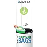 Brabantia 364983 Rollo de Bolsas de Basura Biodegradables, 10 Litros, Tipo K - 10 Unidades