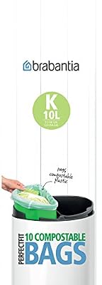 Brabantia Sac Poubelle Twin Bin (code K, 100% compostables) 1 rouleau de 10 sacs - Green